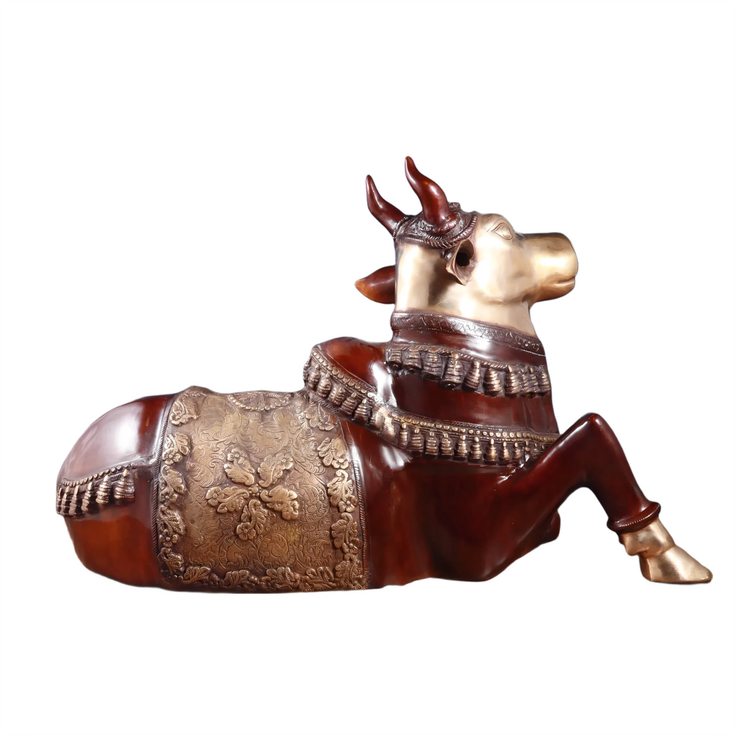 Brassaura™ Antique Large Brass Nandi Sculpture – Height 21.5" & Weight 30 Kgs | Vintage Finish