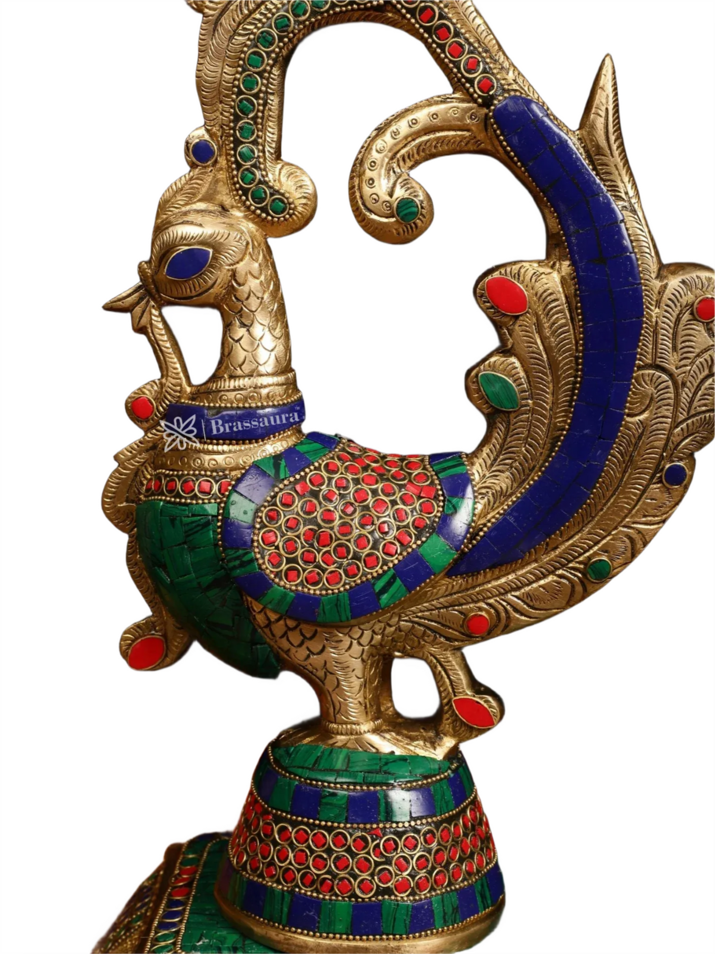 Brassaura™ Brass Radha Krishna Statues with Peacock-Inspired Temple Arch – 45" Height | 67 kg – Majestic Divine Décor