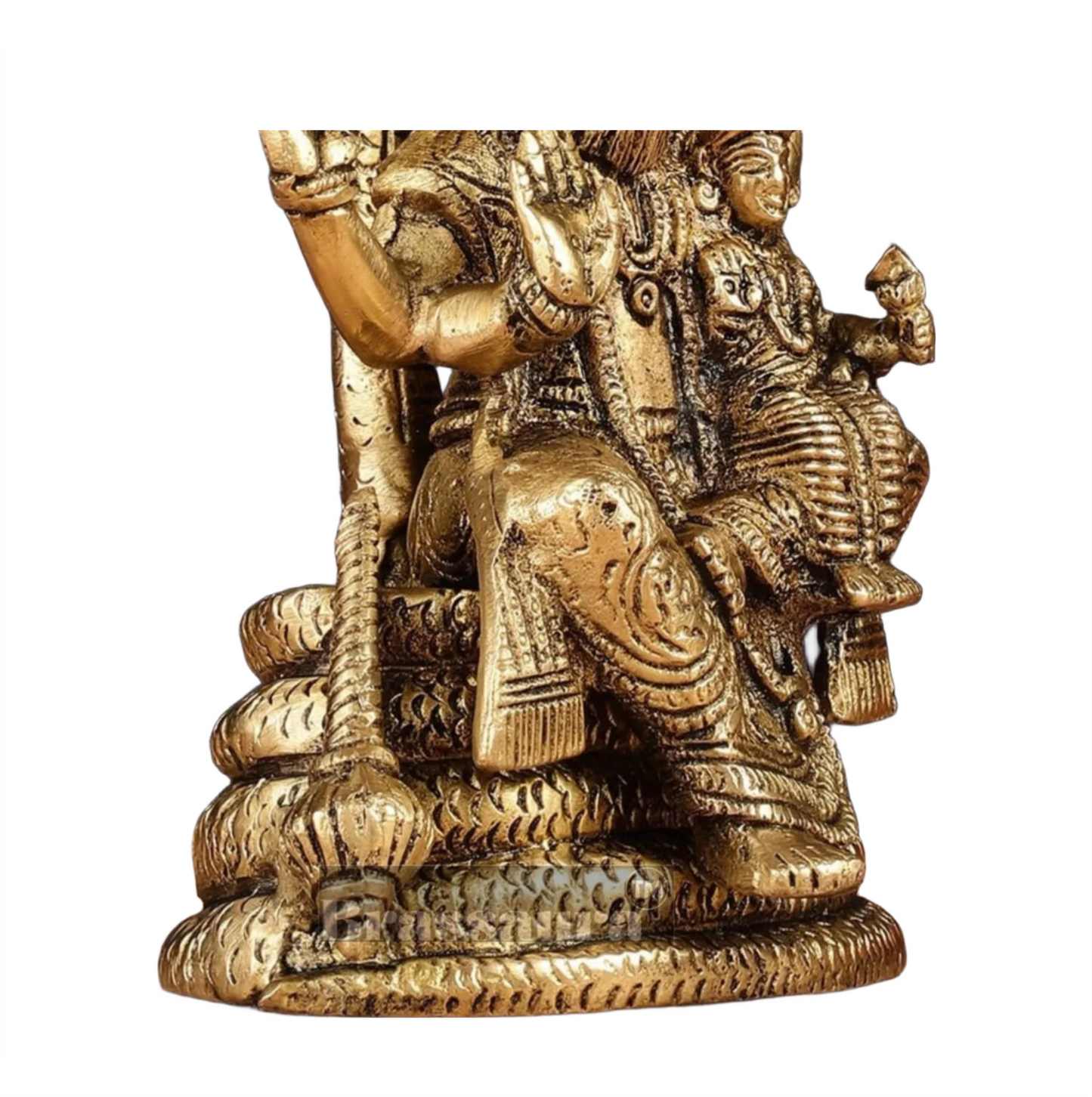Brassaura™ Pure Brass Narasimha with Lakshmi Statue – 8 Inch Height, 2.2 kg Weight | Handcrafted Hindu Idol for Pooja & Home Decor