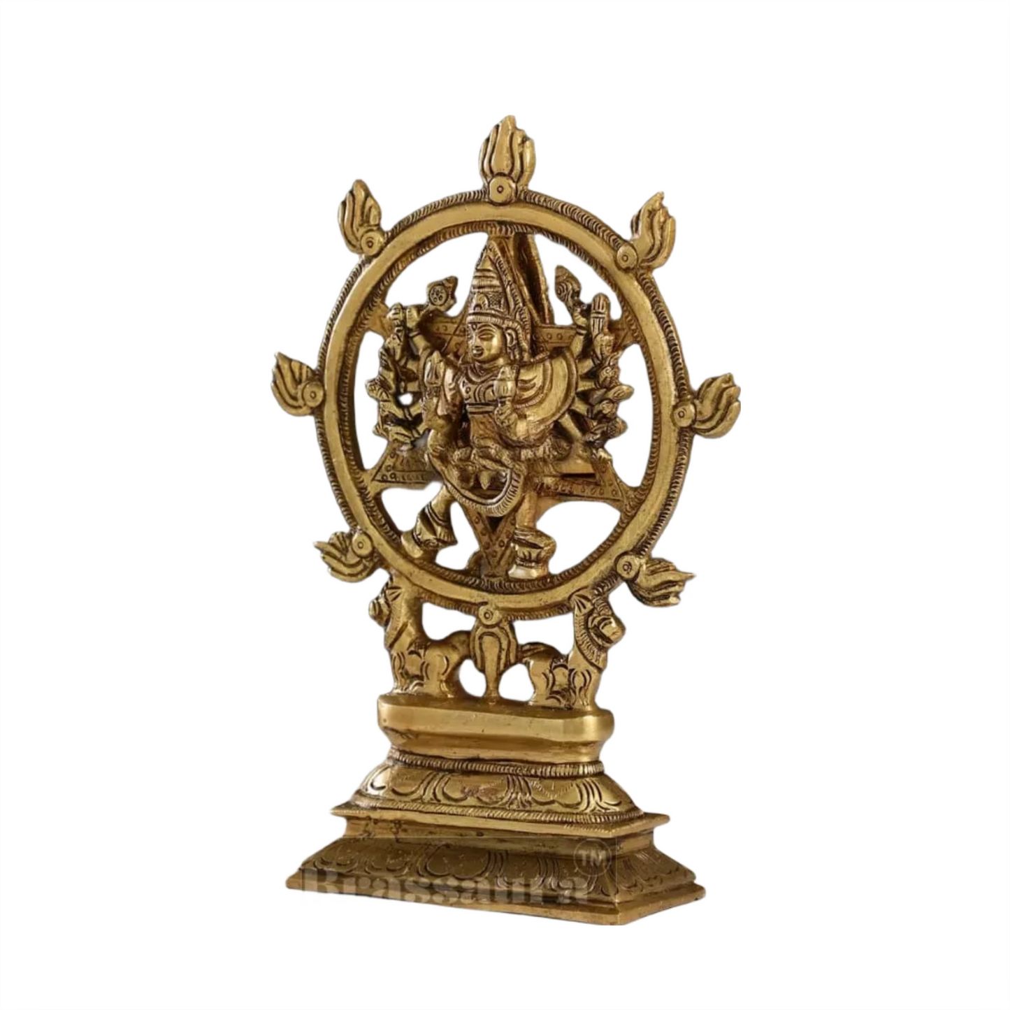 Brassaura™ Pure Brass 16-Armed Lord Vishnu with Meditative Narasimha – 9.5 Inch Height, 2.2 kg Weight | Handcrafted Hindu Idol