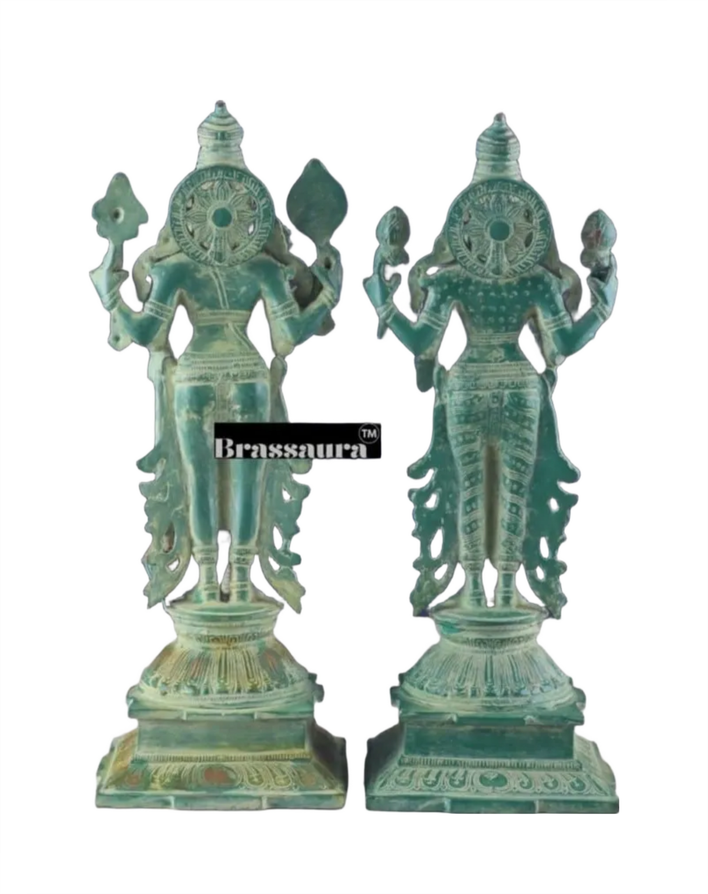 Brassaura™ Exquisitely Detailed Brass Idols Pair – 15-Inch, 9.3kg – Symbol of Prosperity, Protection & Divine Grace for Home Temple or Sacred Spaces