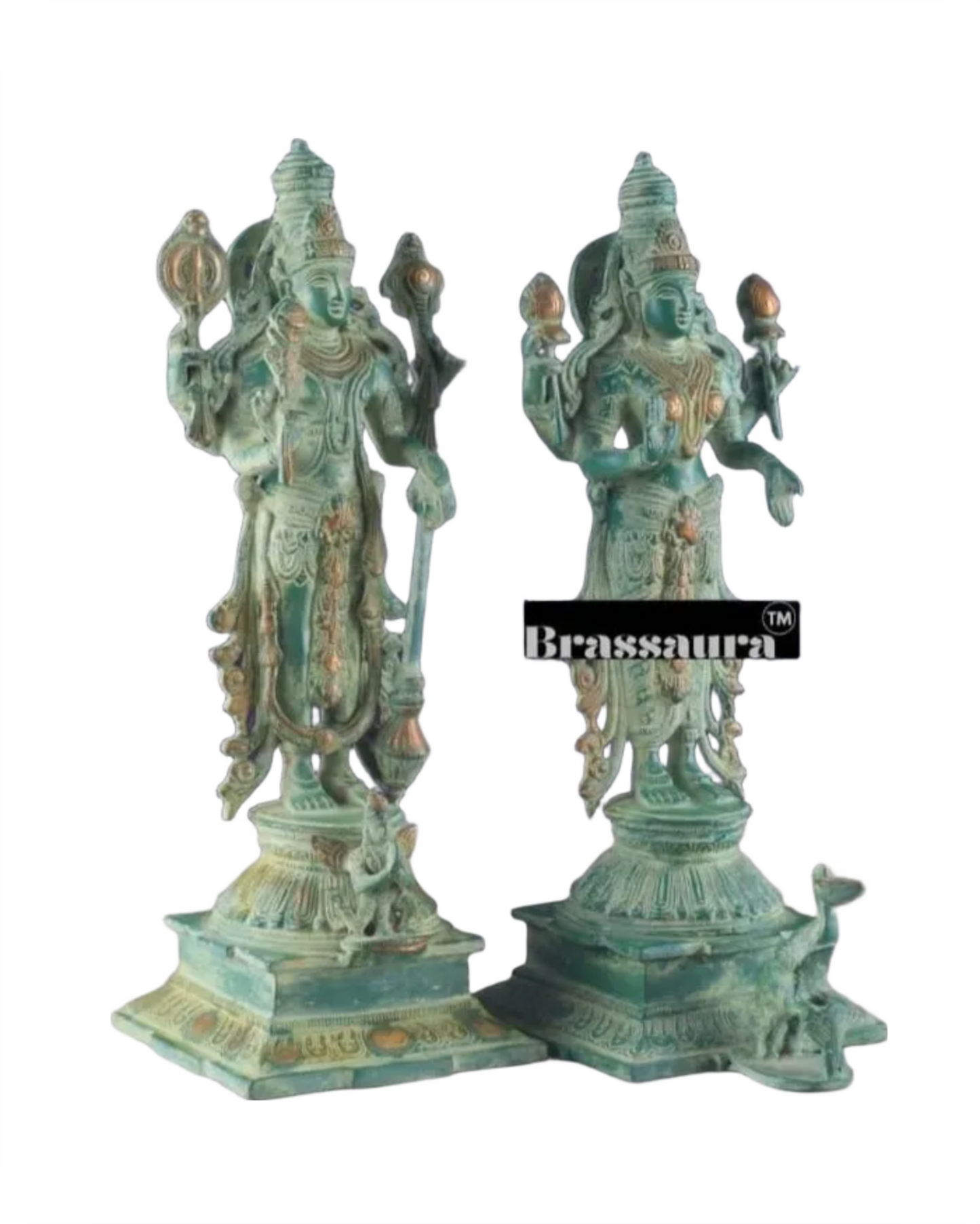 Brassaura™ Exquisitely Detailed Brass Idols Pair – 15-Inch, 9.3kg – Symbol of Prosperity, Protection & Divine Grace for Home Temple or Sacred Spaces