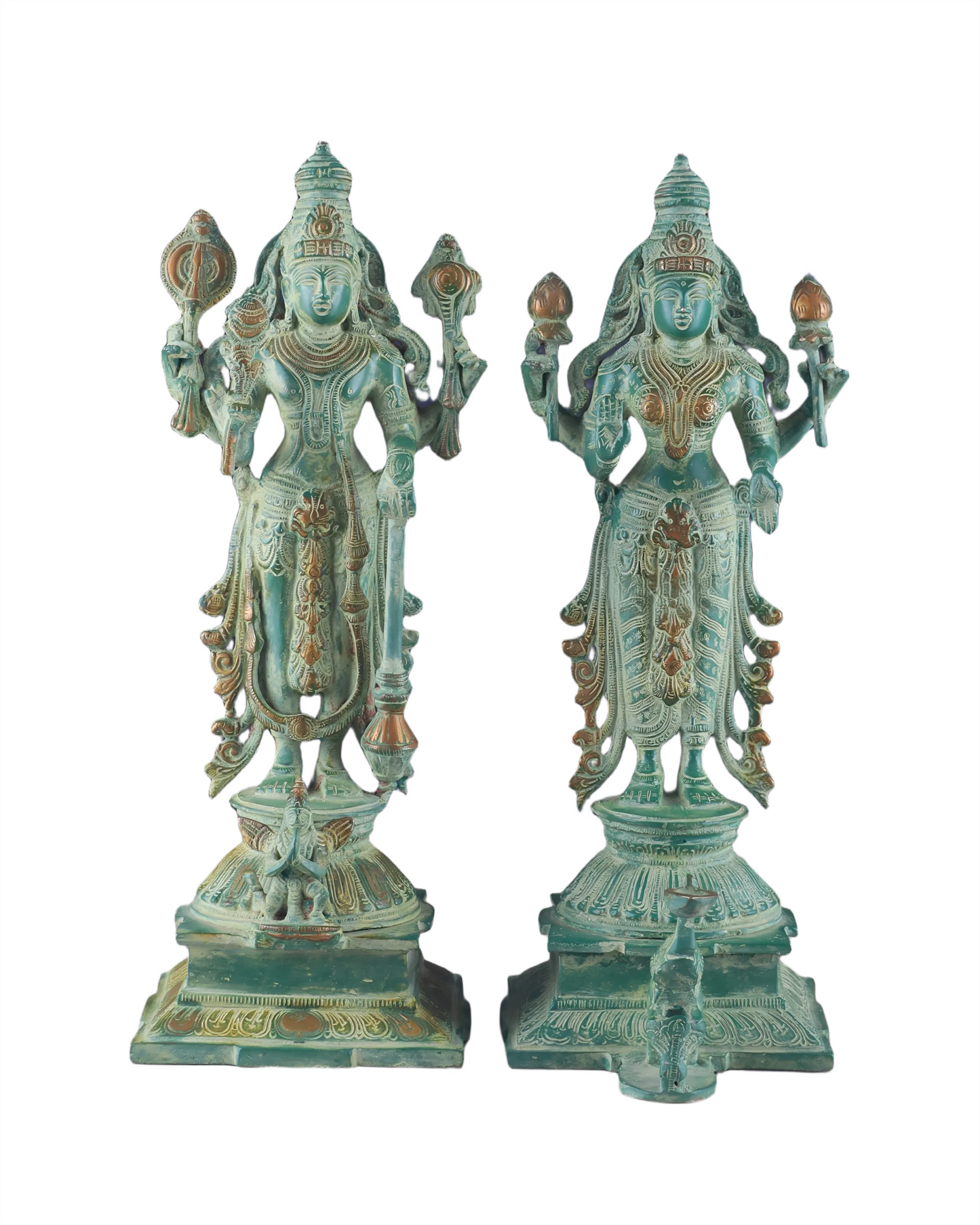 Brassaura™ Exquisitely Detailed Brass Idols Pair – 15-Inch, 9.3kg – Symbol of Prosperity, Protection & Divine Grace for Home Temple or Sacred Spaces