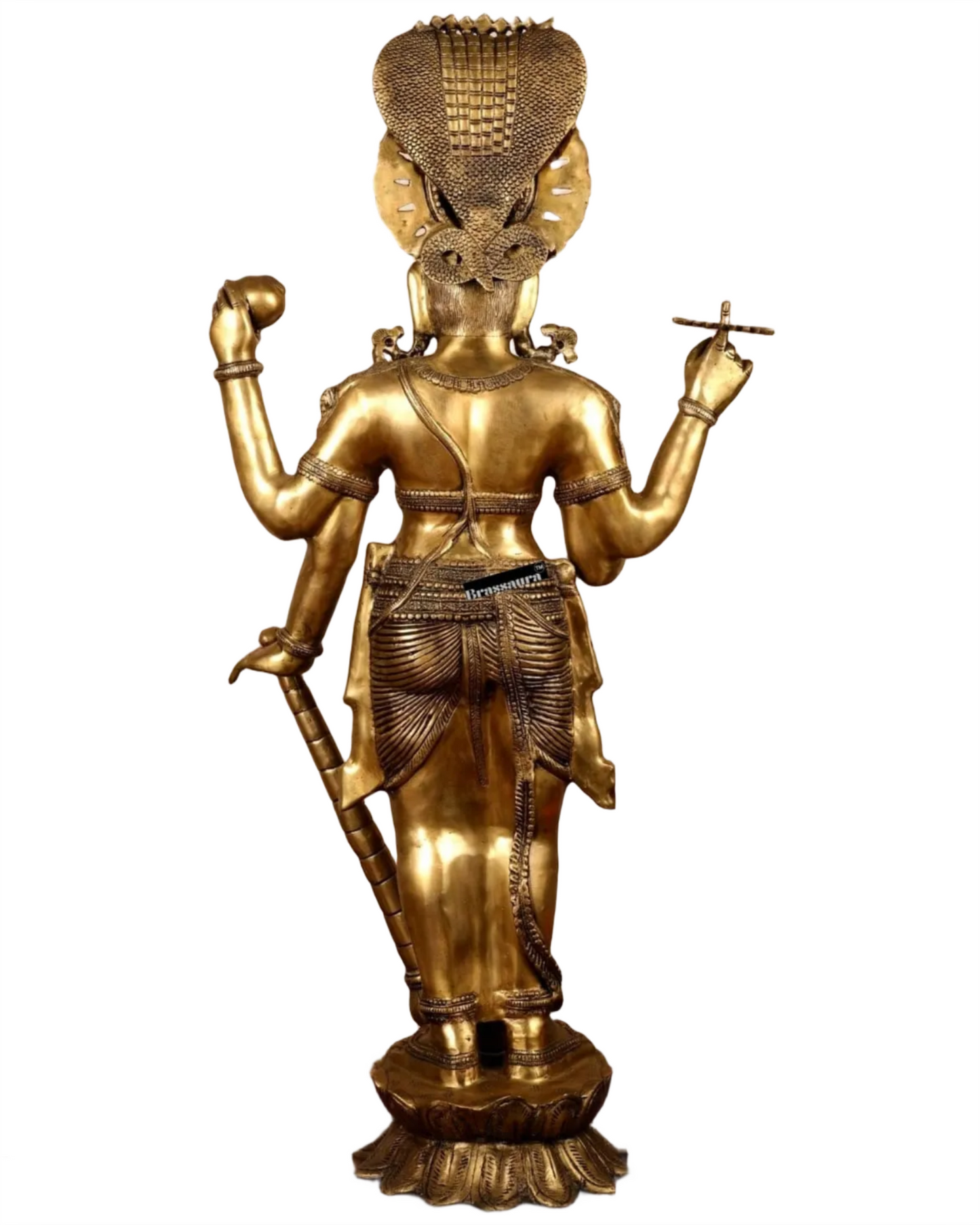 Brassaura™ Handcrafted Pure Brass Lord Vishnu Statue with Sheshanaag | 40 Inch Height | 32 KG Weight | Intricate Design