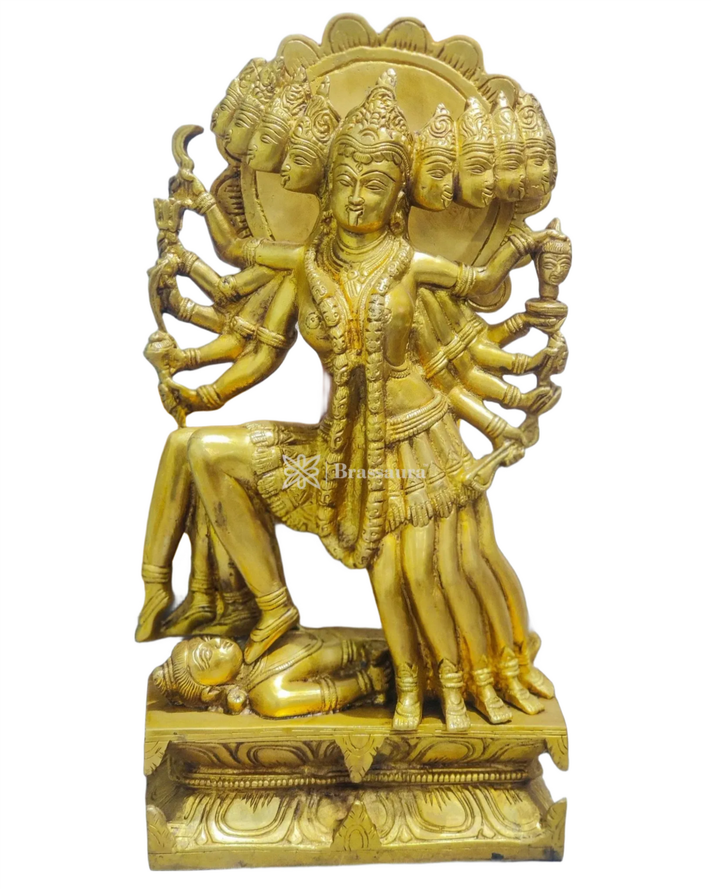 Brassaura™ Mahakali Brass Statue Idol – 10kg | 15" Height – Handcrafted