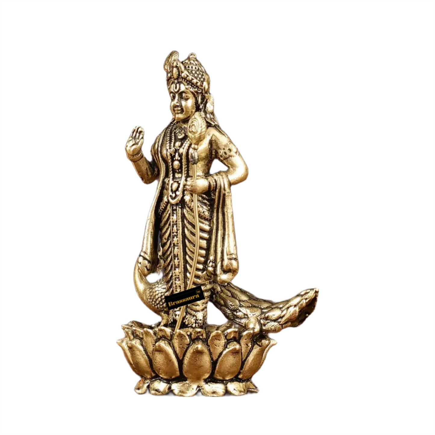 Brassaura™ Pure Brass Murugan Kartikeya Idol – 3 Inches Height, 72 Grams – Miniature Handcrafted Brass Statue