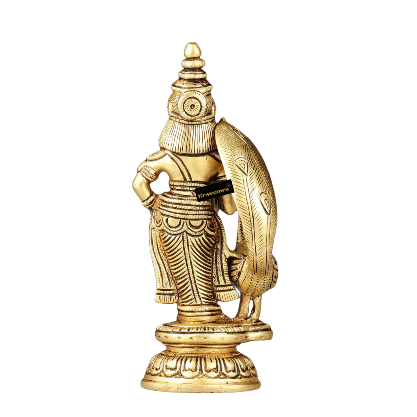 Brassaura™ Pure Brass Balmurugan Idol – 6 Inches Height, 780 Grams – Handcrafted Spiritual Statue