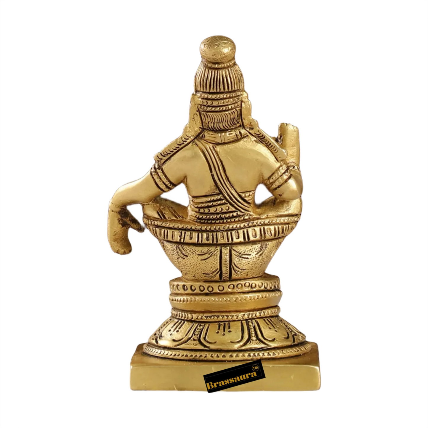 Brassaura™ Brass Lord Ayyappan Swamy Idol – 5 inch | 0.9 kg | Superfine Brass Statue with Bow & Arrow for Home Temple & Decor