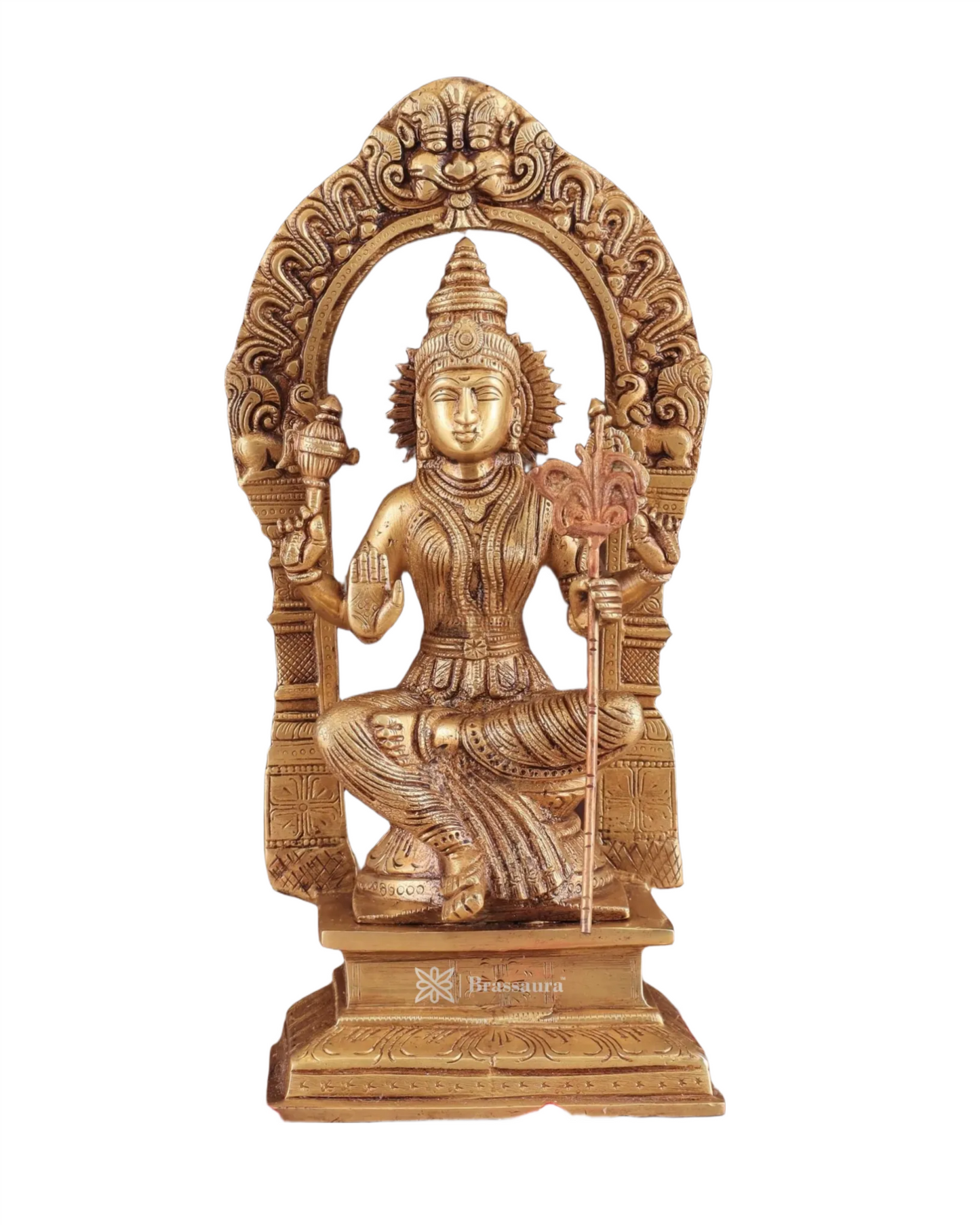Brassaura™ Brass Rajarajeshwari Lalita Devi Idol – 10 inch | 2.67 kg | Handcrafted Brass Statue for Home Temple & Spiritual Decor