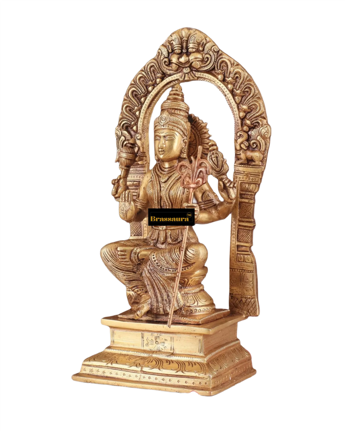 Brassaura™ Brass Rajarajeshwari Lalita Devi Idol – 10 inch | 2.67 kg | Handcrafted Brass Statue for Home Temple & Spiritual Decor