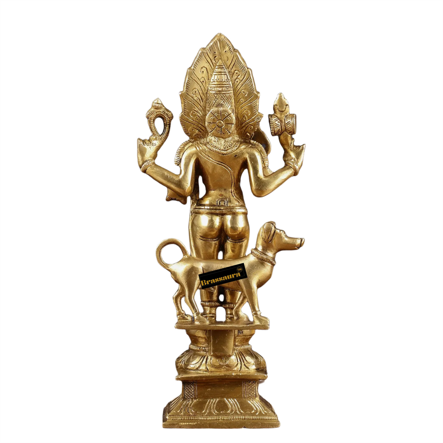 Brassaura™ Brass Kaal Bhairav Bhairo Baba Idol – 12 inch | 3.6 kg | Superfine Brass Statue for Strength & Spiritual Protection