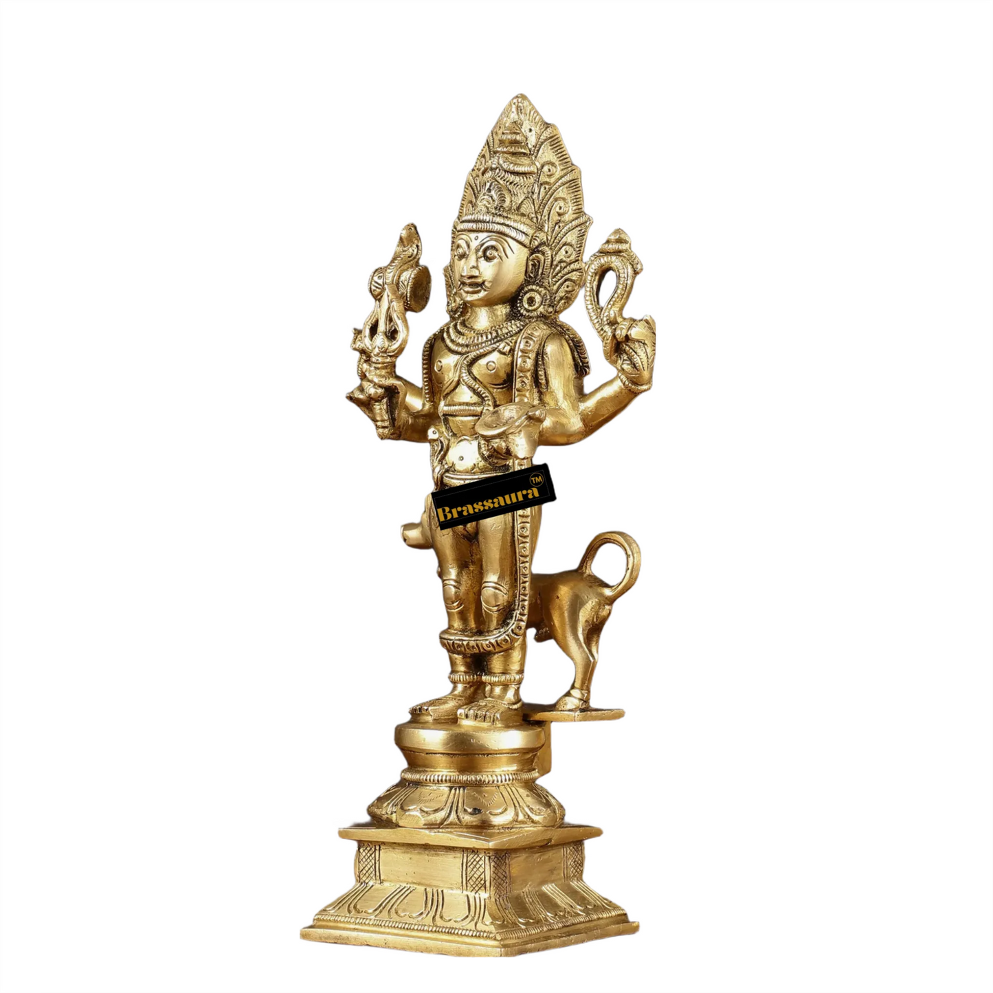Brassaura™ Brass Kaal Bhairav Bhairo Baba Idol – 12 inch | 3.6 kg | Superfine Brass Statue for Strength & Spiritual Protection