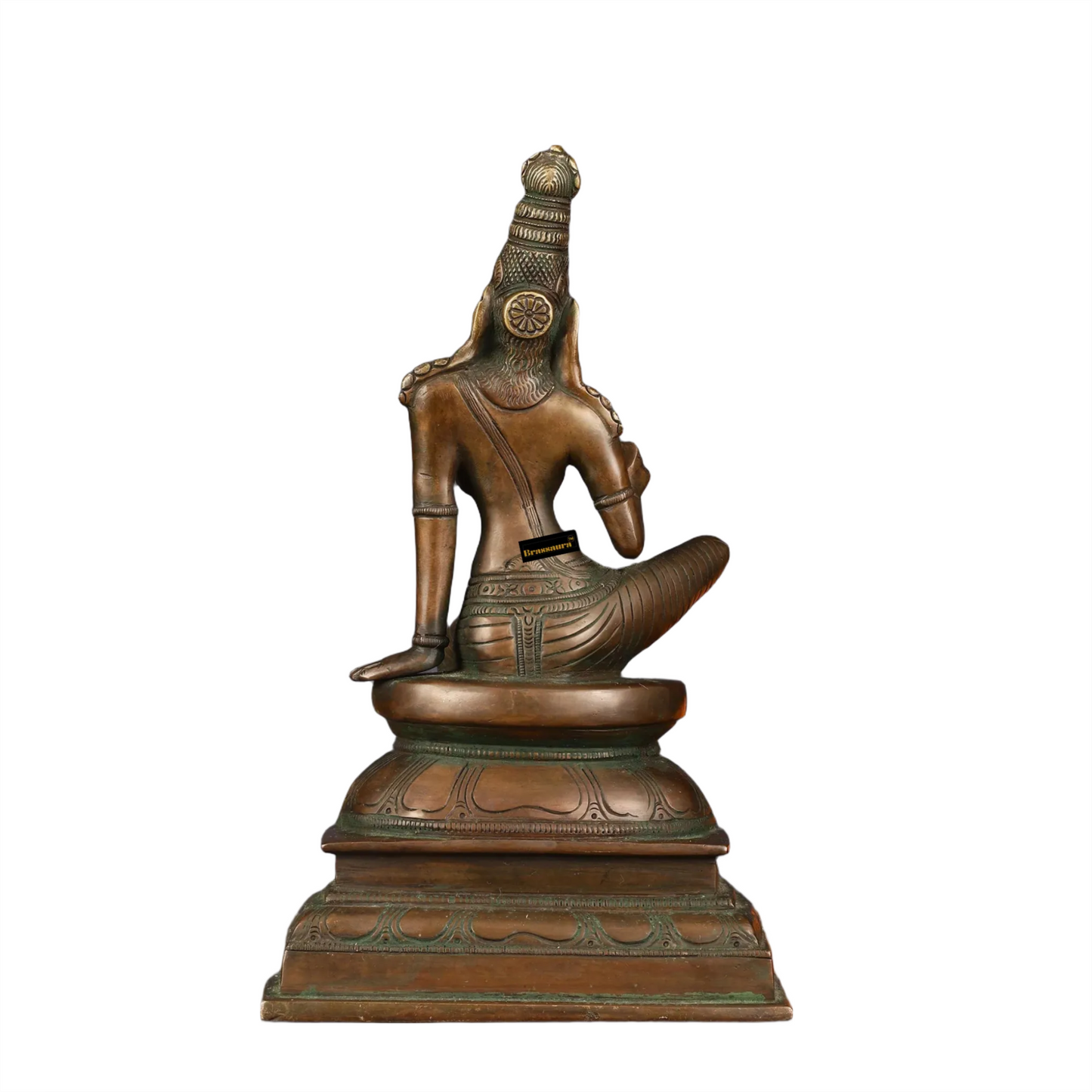 Brassaura™ Pure Brass Superfine Seated Parvati Idol – 11 Inch Height, 3.810 Kg Weight – Bronze Finish Statue