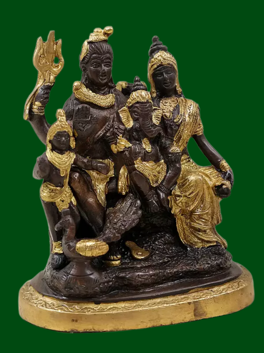 Brassaura® Brass Shiv Family Statue | Height 5.7 Inches & Weight 1.32 kg