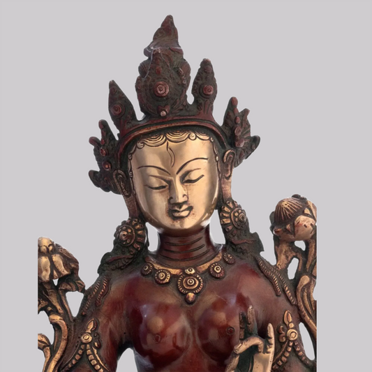 ब्रसौरा® ब्रास व्हाइट तारा मूर्तिकला | ऊंचाई 9 इंच और वज़न 2.70 किलो