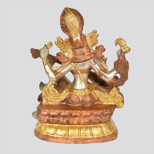 Brassaura® Brass Goddess Saraswati Statue | Height 11.42 Inches & Weight 5.50 kg