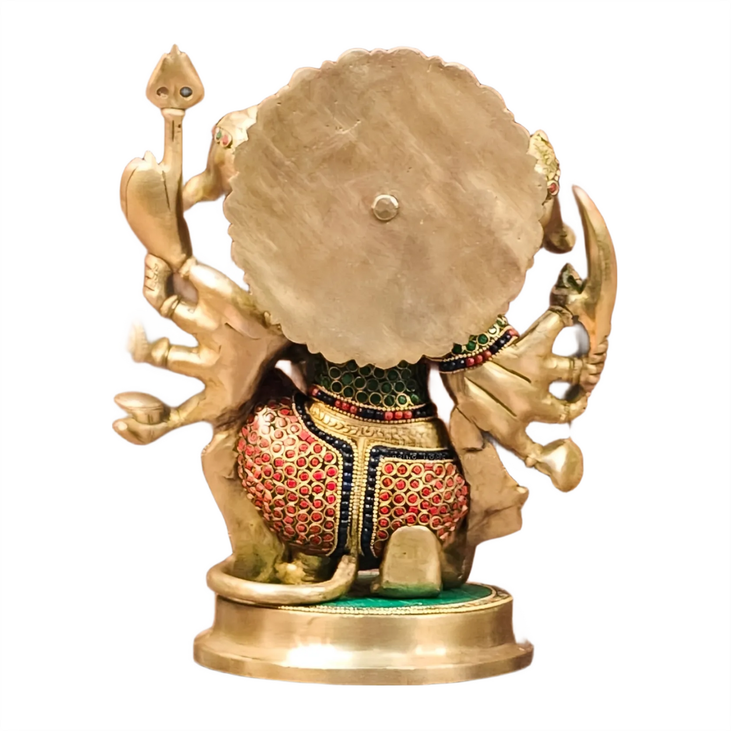 Brassaura™ Brass Panchmukhi Hanuman Idol – Height 11 Inches & Weight 6.6 Kgs | Handcrafted with Natural Stones