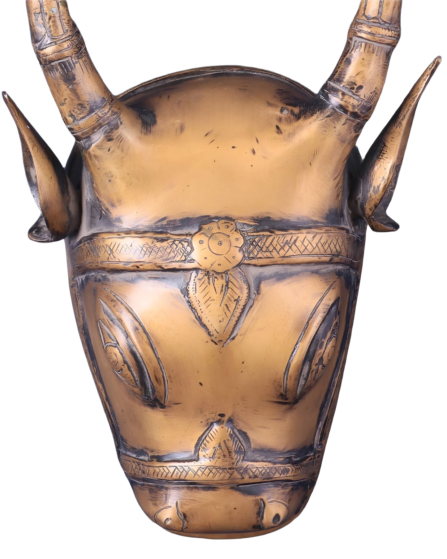 Brassaura™ Vintage Brass Cow Head Wall Hanging – Height 12.2 in, Weight 3 kg – Antique Finish