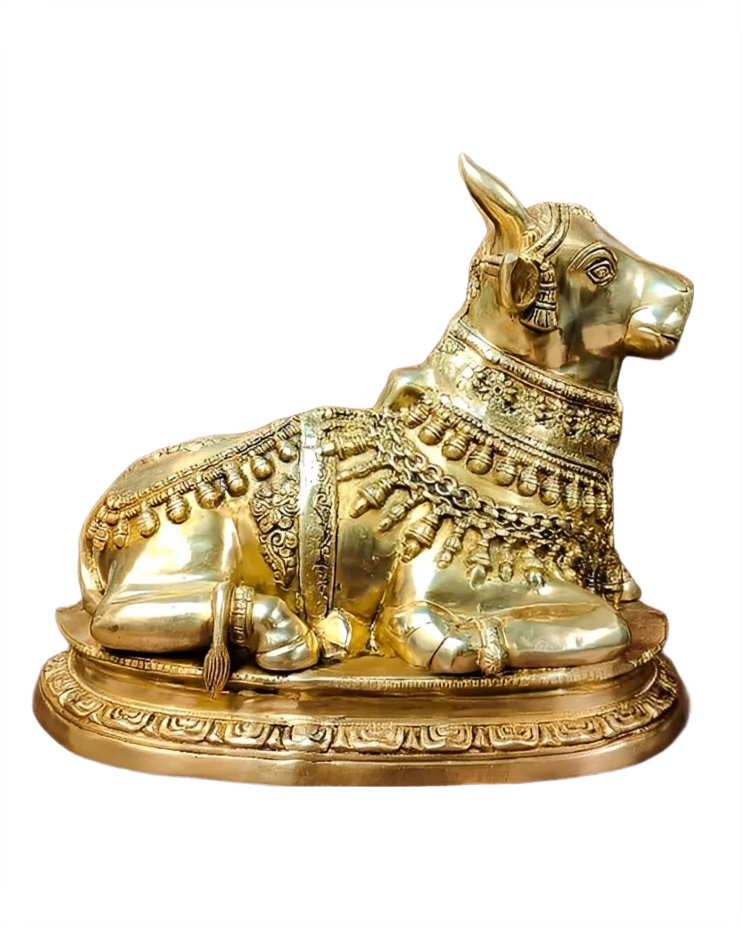 Brassaura™ Brass Nandi Sculpture – Height 16.5 Inches & Weight 19.5 Kgs | Traditional Temple Idol