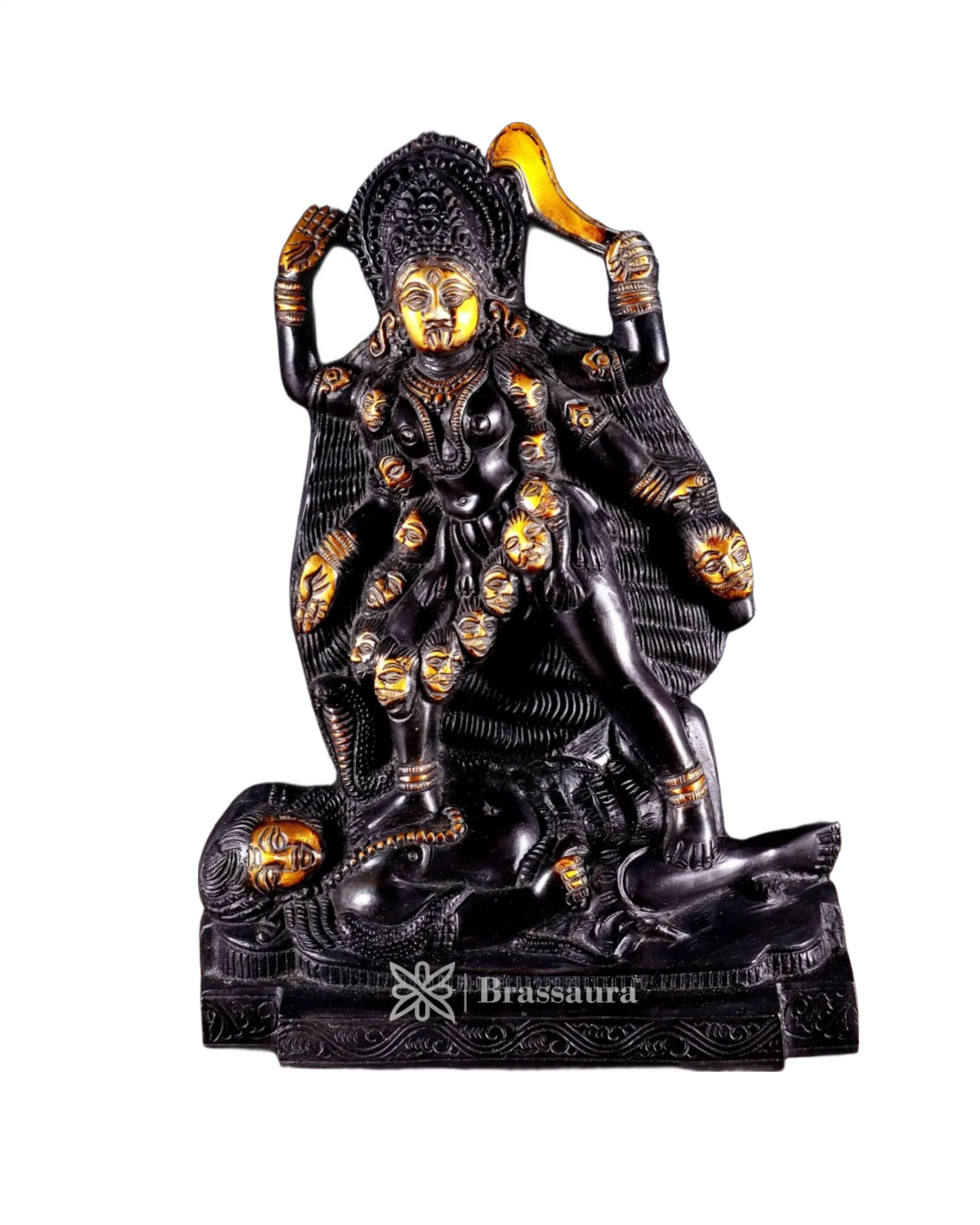 Brassaura™ Black Brass Kali Ma Idol – 3.01kg | 9.5" Height – Fierce Handcrafted Goddess Statue