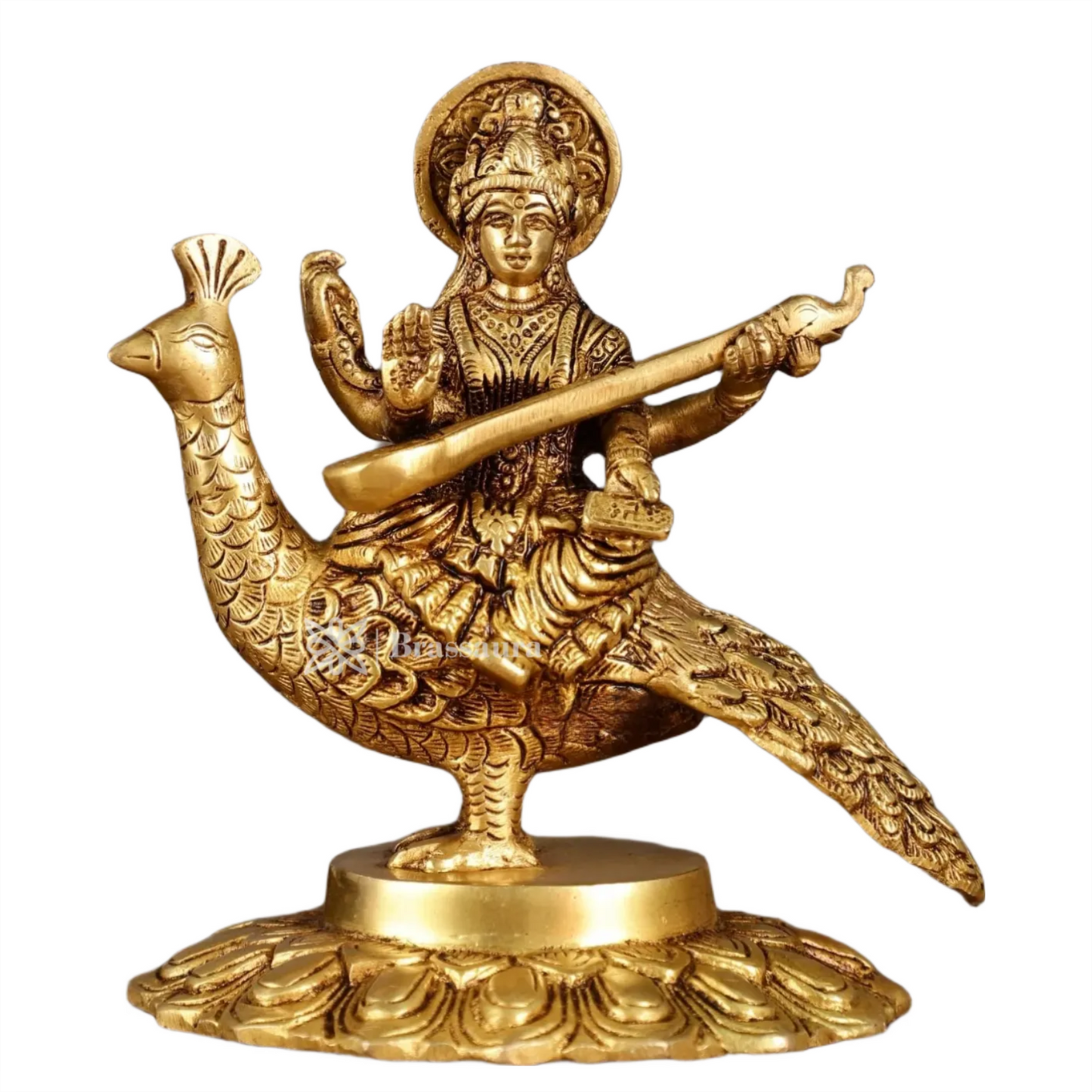 Brass Saraswati Idol for Home and Decor Height 6.5 Inches & Weight 2 Kgs