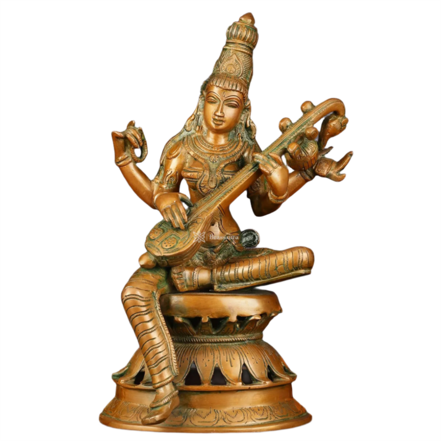 Brass Saraswati Idol for Home and Decor Height 12 Inches & Weight 4 Kgs