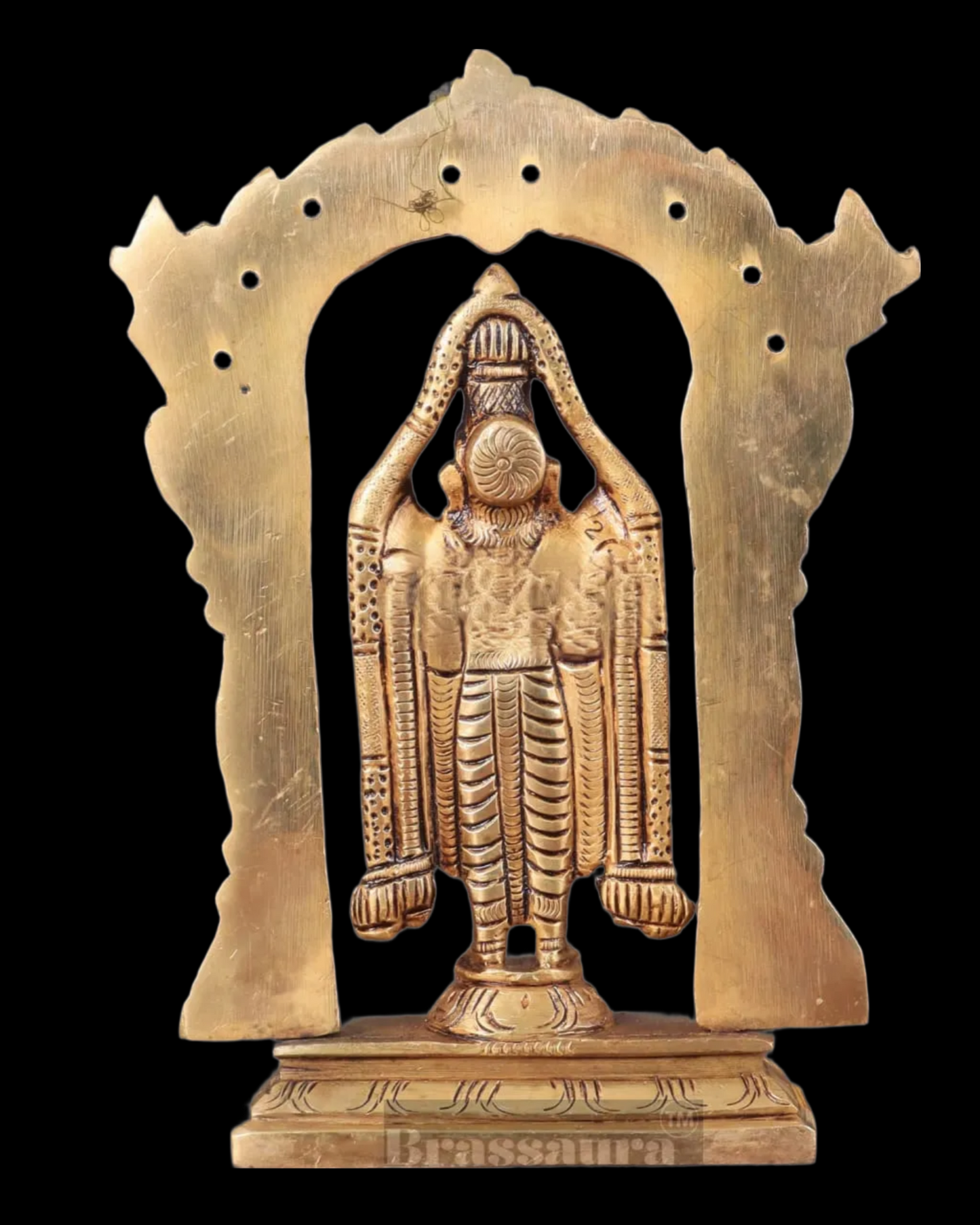 Brassaura™ Brass Tirupati Balaji Lord Venkateshwara Idol – 6.5 Inches, 0.8 Kg | Handcrafted Temple & Home Decor