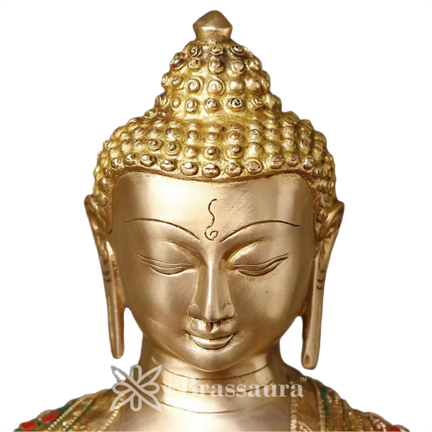 Brass Gem Stone Work Standing Buddha Weight 18.84 Kg Height 20.5 Inch