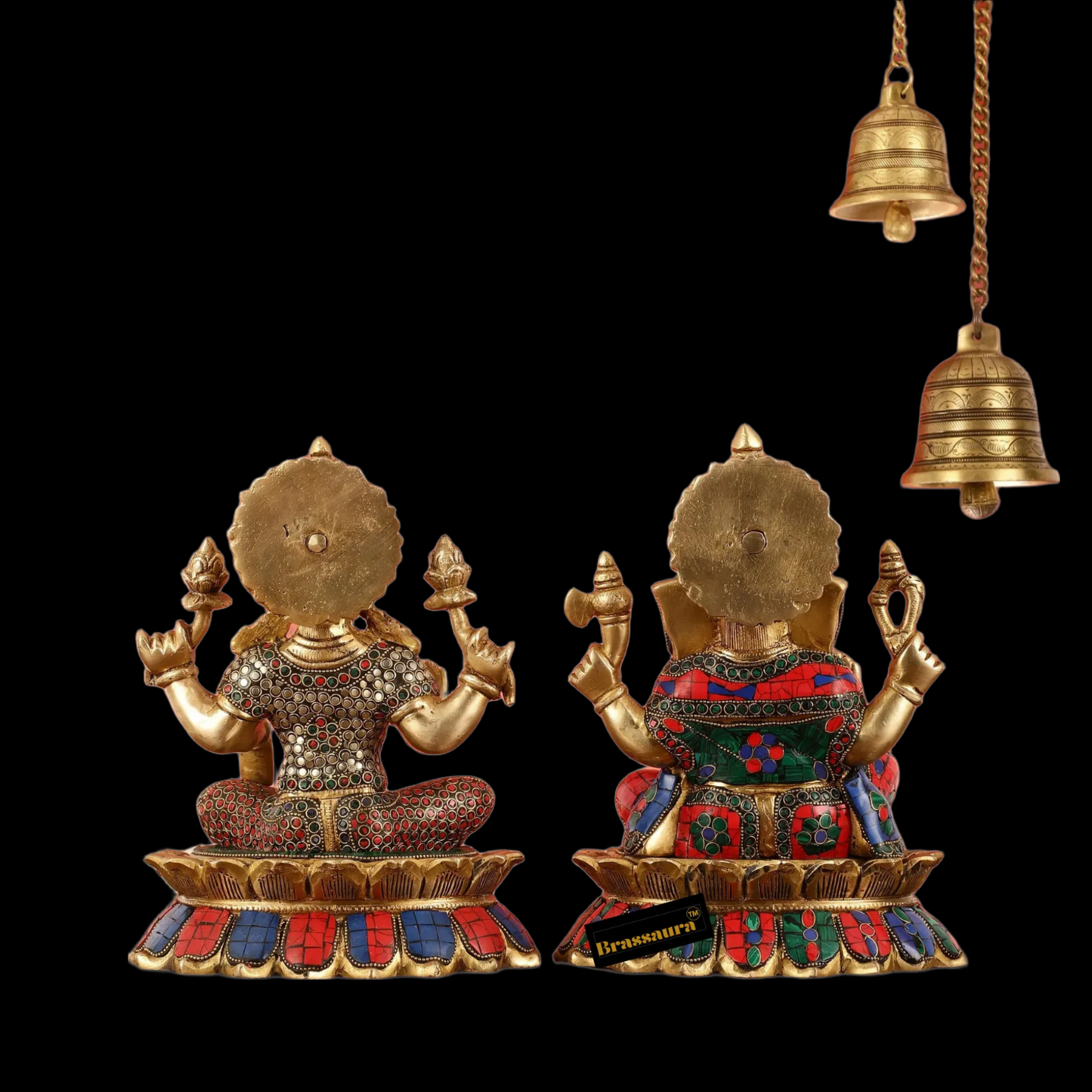 Brass Gem Stone Work Lakshmi Ganesh Height 11 Inches & weight 7 kgs