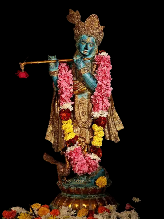 Brassaura® Brass Krishna Ji Statue | Height 31 Inches & Weight 21.65 kg