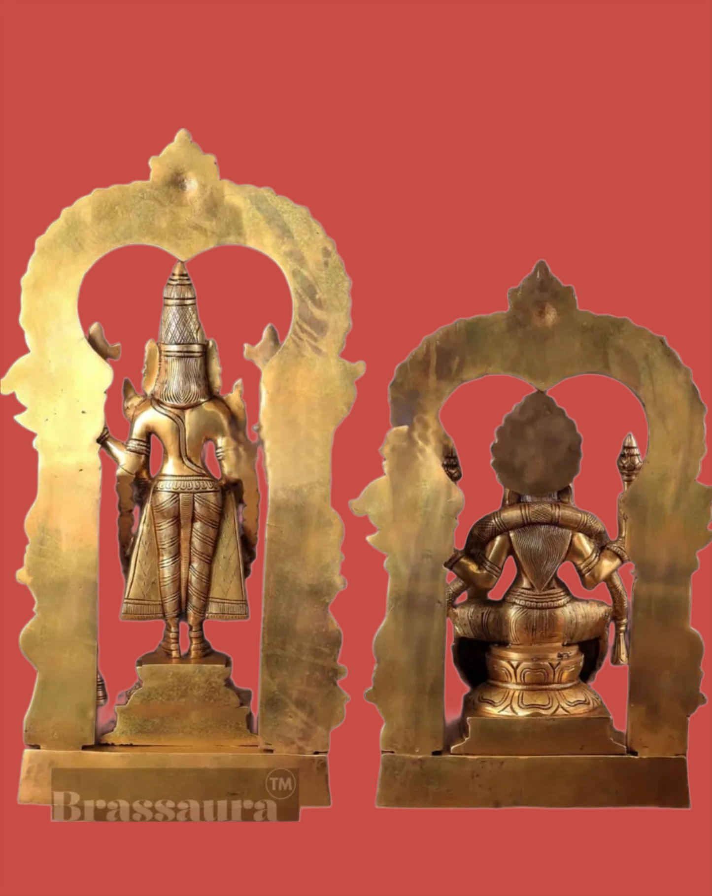 Brassaura™ Brass Tirupati Balaji & Padmavathi Thayar Idol Set – Height 22 & 18 Inches, Total Weight 27.5 Kgs | Divine Temple Decor