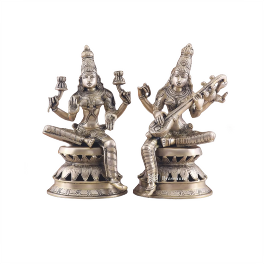 Brassaura™ Brass Saraswati Murti – Height 12 Inches & Weight 9 Kgs | Hindu Goddess Idol