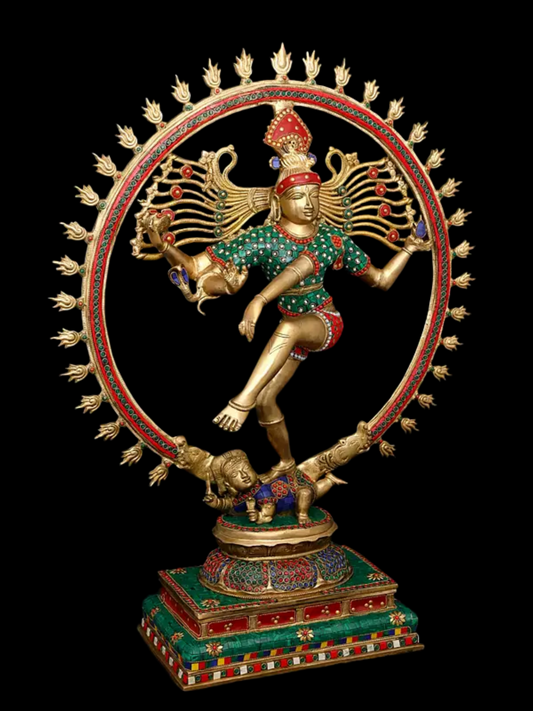 Brassaura® Brass Nataraj Statue with Inlay Work | Height 31 Inches & Weight 27.27 kg