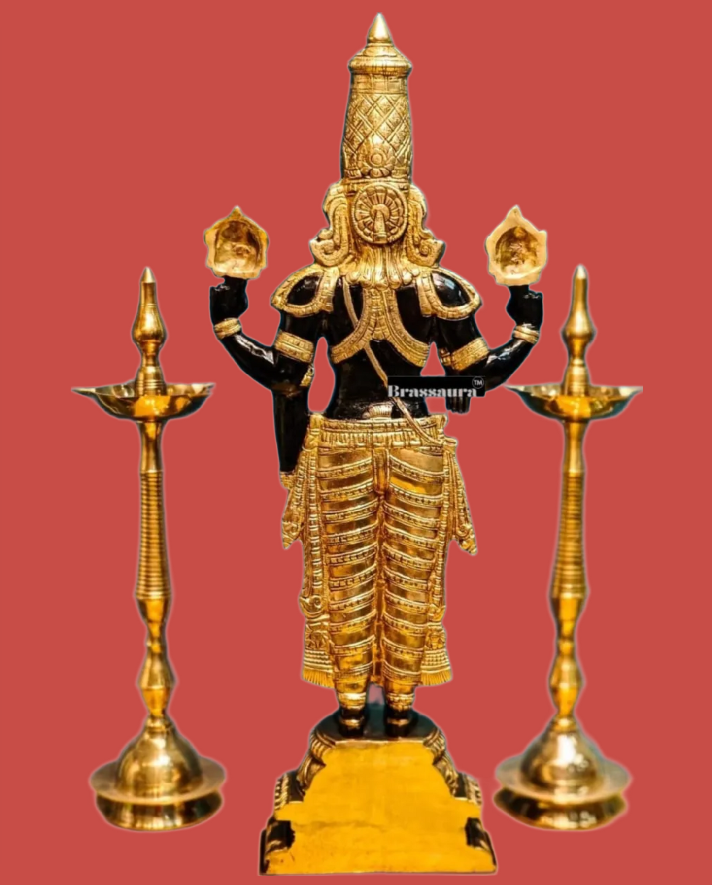 Brassaura™ Pure Brass Tirupati Balaji Idol – 33.5 Inches, 22 Kgs