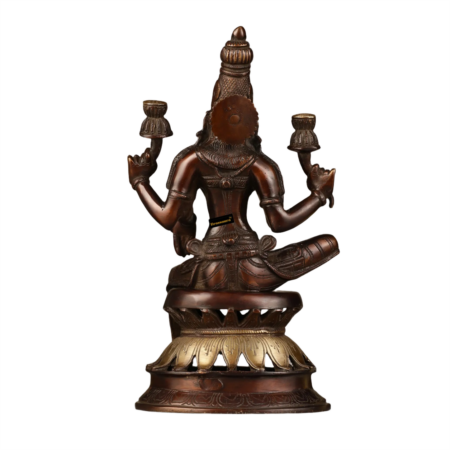 Brassaura™ Elegant Brass Laxmi Murti – Height 12 Inches & Weight 4.5 Kgs | Temple & Home Décor