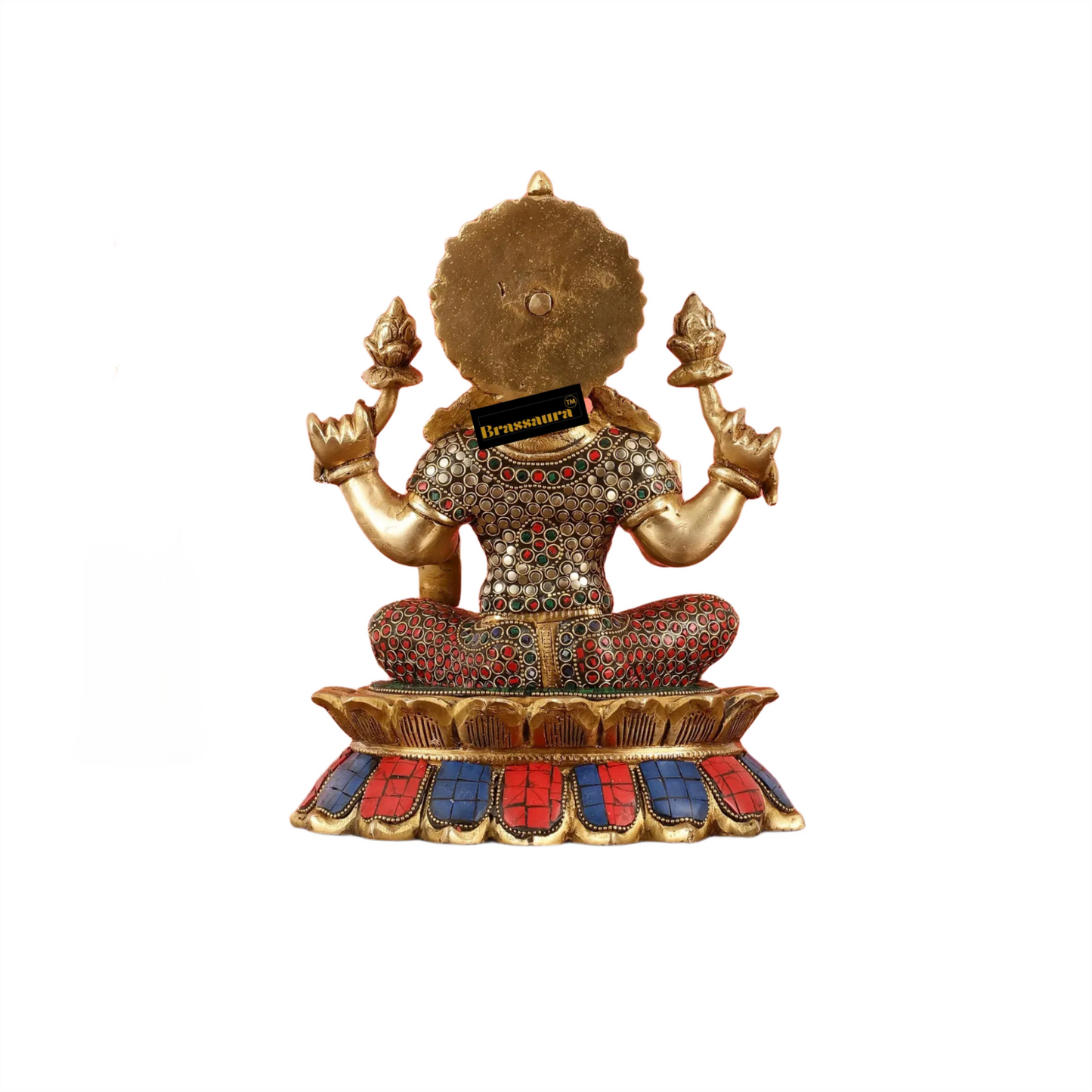 Brass Gem Stone Work Laxmi Mata for Home and Decor Height 11 Inches & Weight 7 Kgs