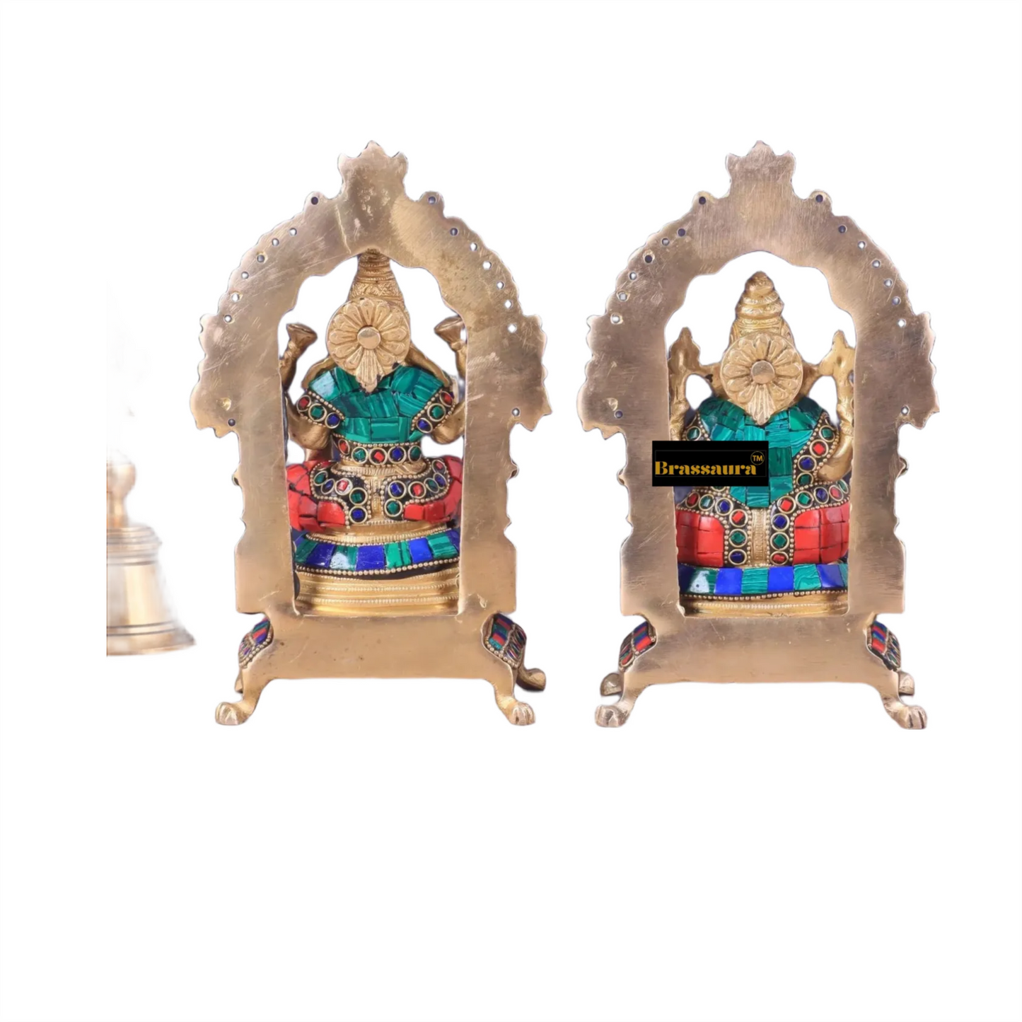 Brass Gem Stone Work Lakshmi Ganesh Height 8 Inches & Weight 4 Kgs