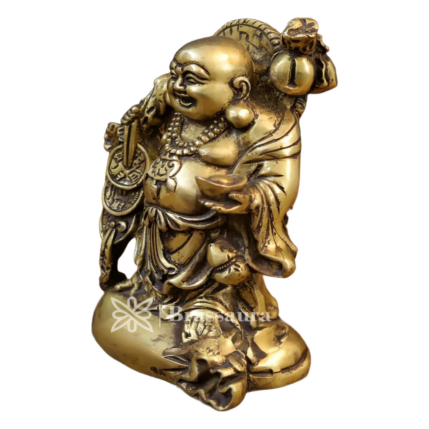Brass Laughing Buddha For Home And Décor Weight 3.12 Kg Height 8.5 Inch