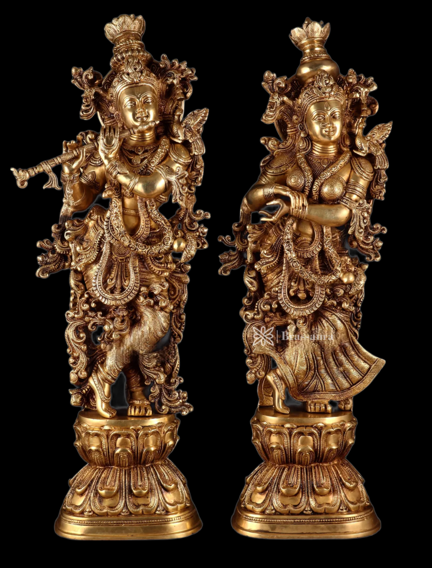 Brassaura™ Pure Brass Superfine Radha Krishna Statue Set – Height 30 Inches & Weight 40 Kgs | Divine Love & Devotion Idol