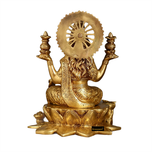 Brassaura™ Brass Laxmi Murti – Height 11 Inches & Weight 6.25 Kgs | Hindu Goddess Idol