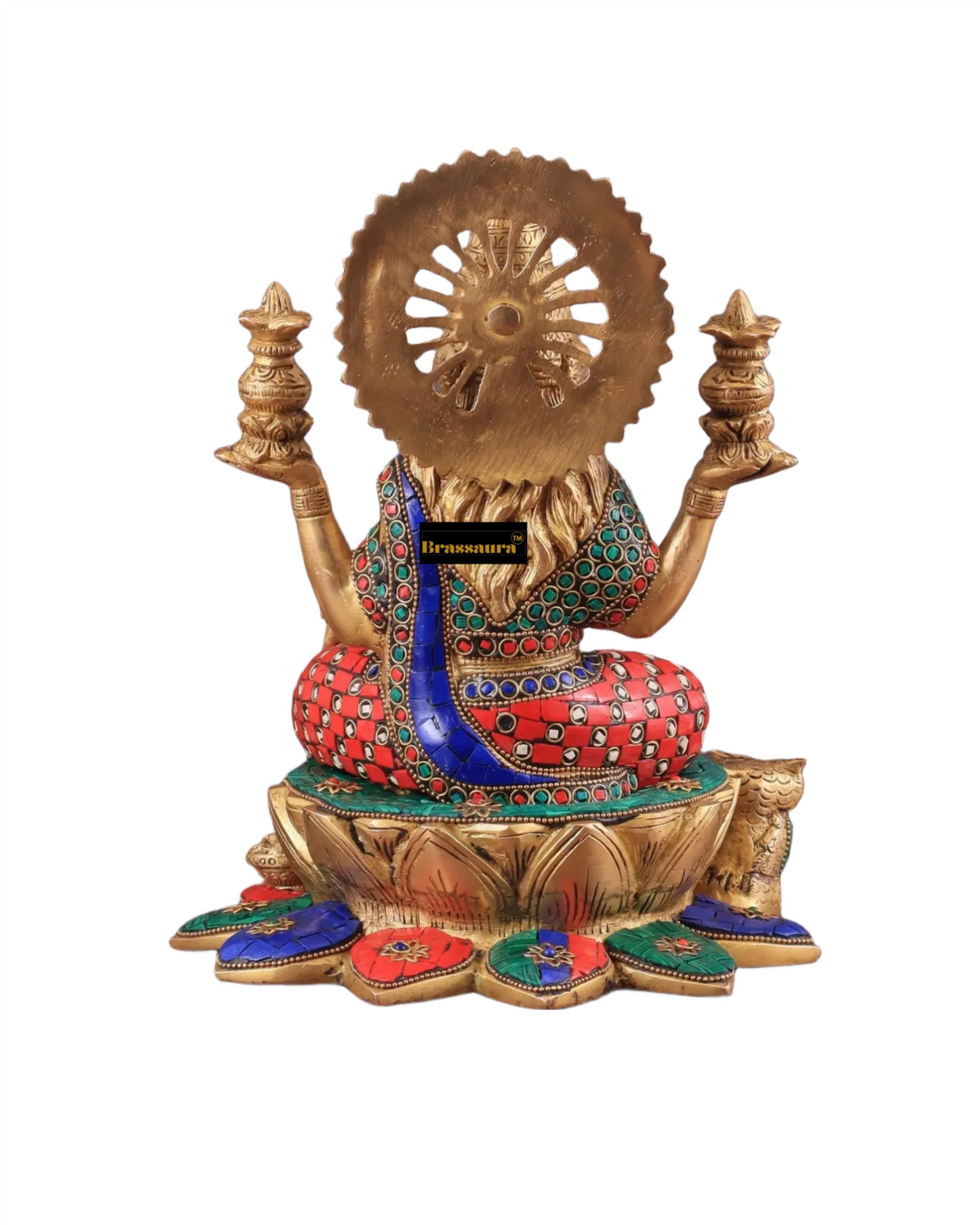 Brass Gem Stone Work Sitting Laxmi Mata for Home and Decor Height 11 Inches & Weight 6.25 Kgs