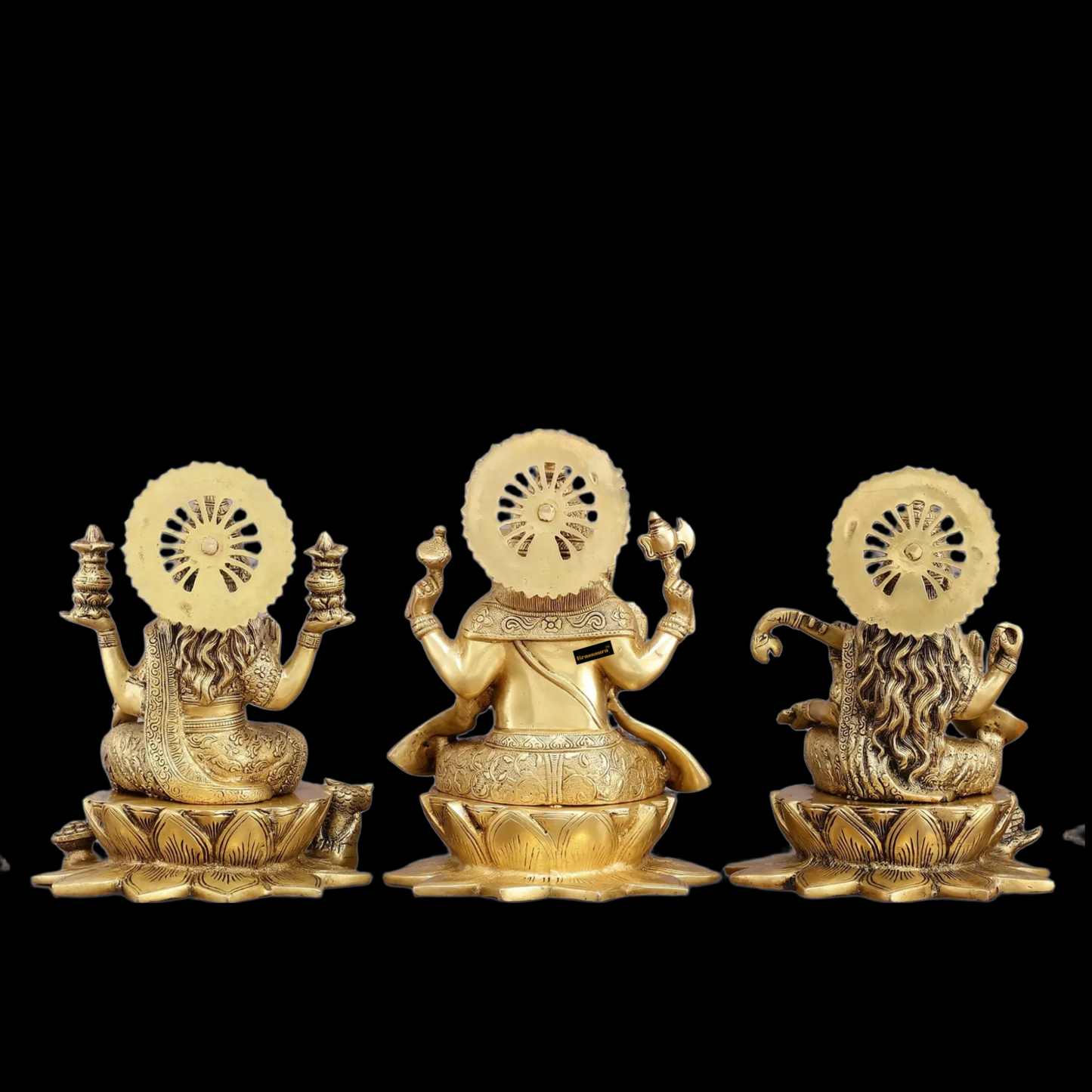 Brass Antique Laxmi Ganesha Saraswati Height 11 Inches & Weight 19 Kgs