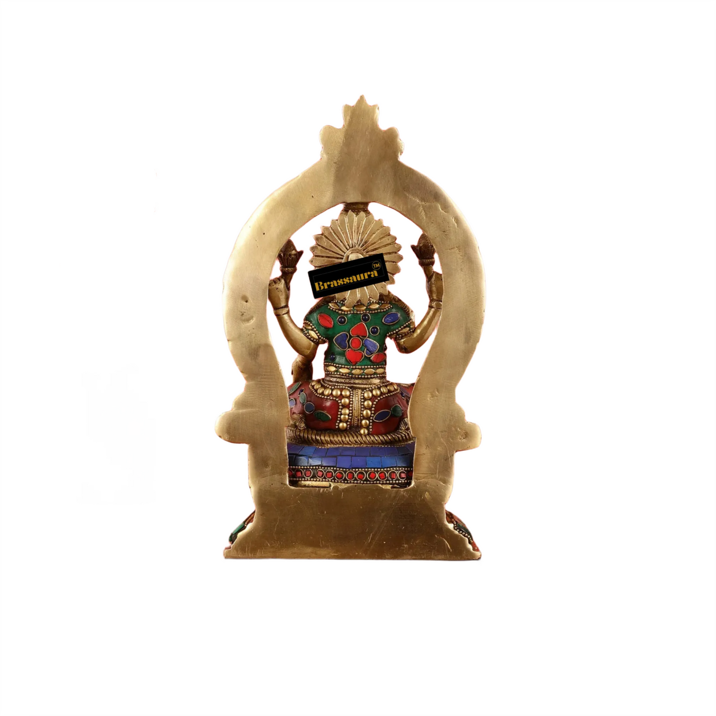 Brass Gem Stone Work Laxmi Mata for Home and Decor Height 11.5 Inches & Weight 4 Kgs