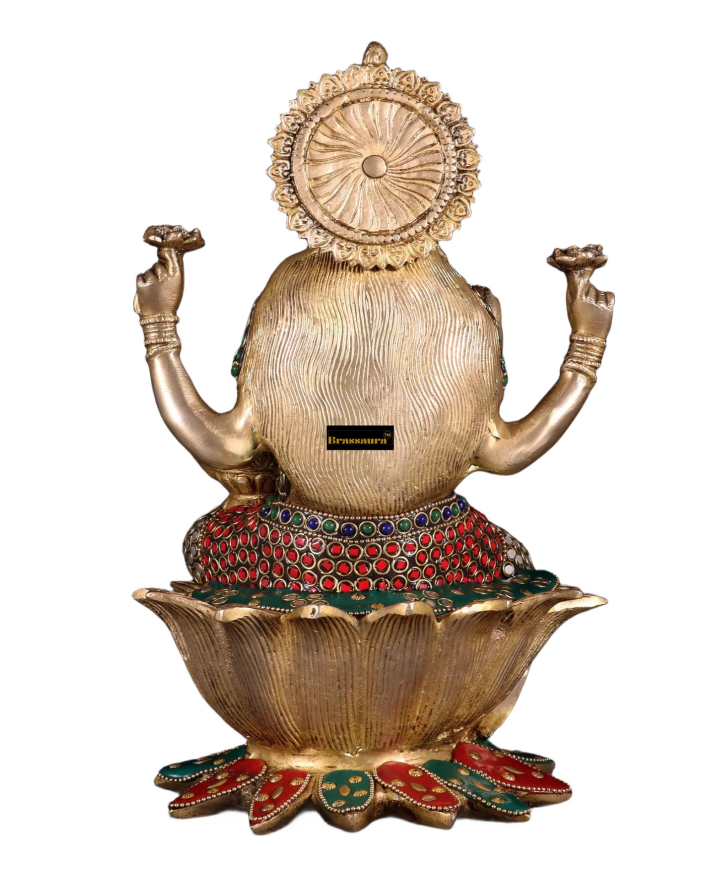 Brass Gem Stone Work Sitting Laxmi Mata for Home and Decor Height 12 Inches & Weight 5.5 Kgs