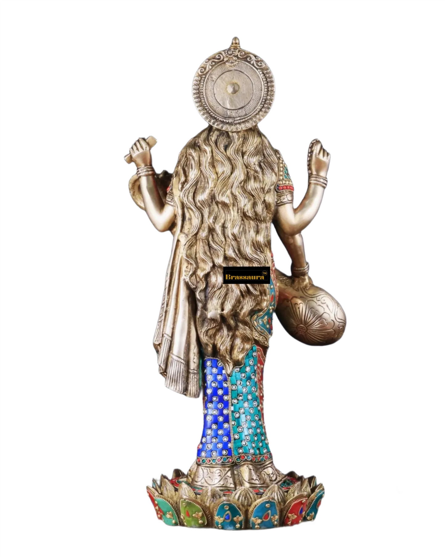 Brass Gem Stone Work Saraswati for Home and Decor Height 25 Inches & Weight 22 Kgs