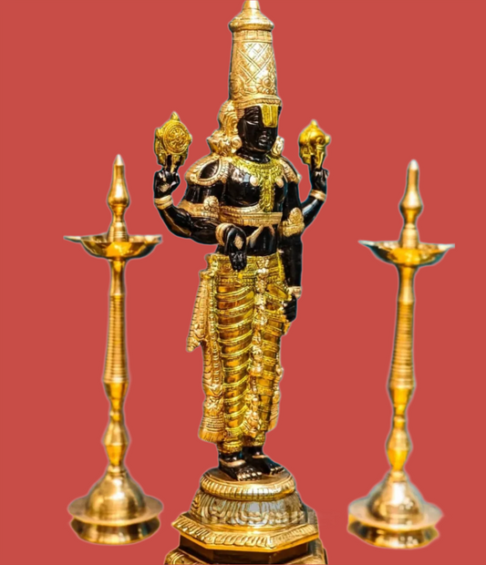 Brassaura™ Pure Brass Tirupati Balaji Idol – 33.5 Inches, 22 Kgs