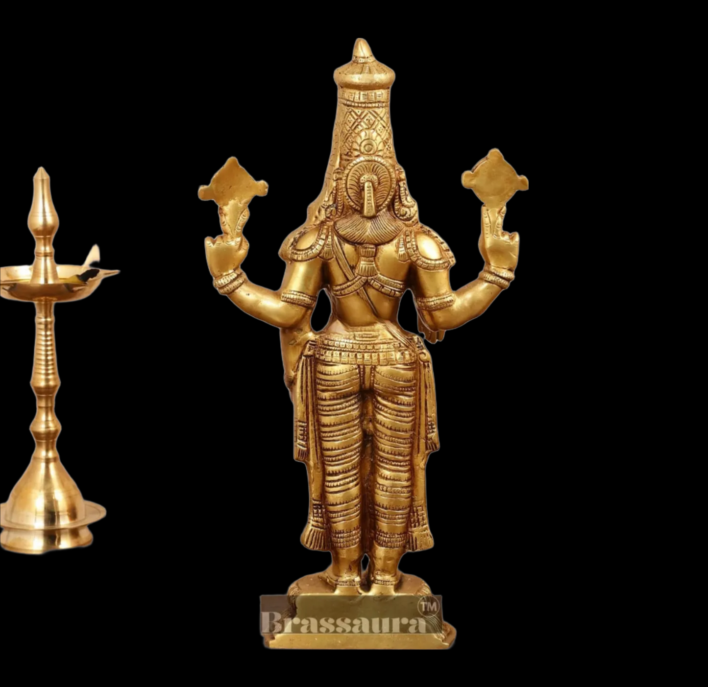Brassaura™ Handcrafted Lord Venkateshwara Swamy Brass Idol – 18 Inches, 7 Kgs
