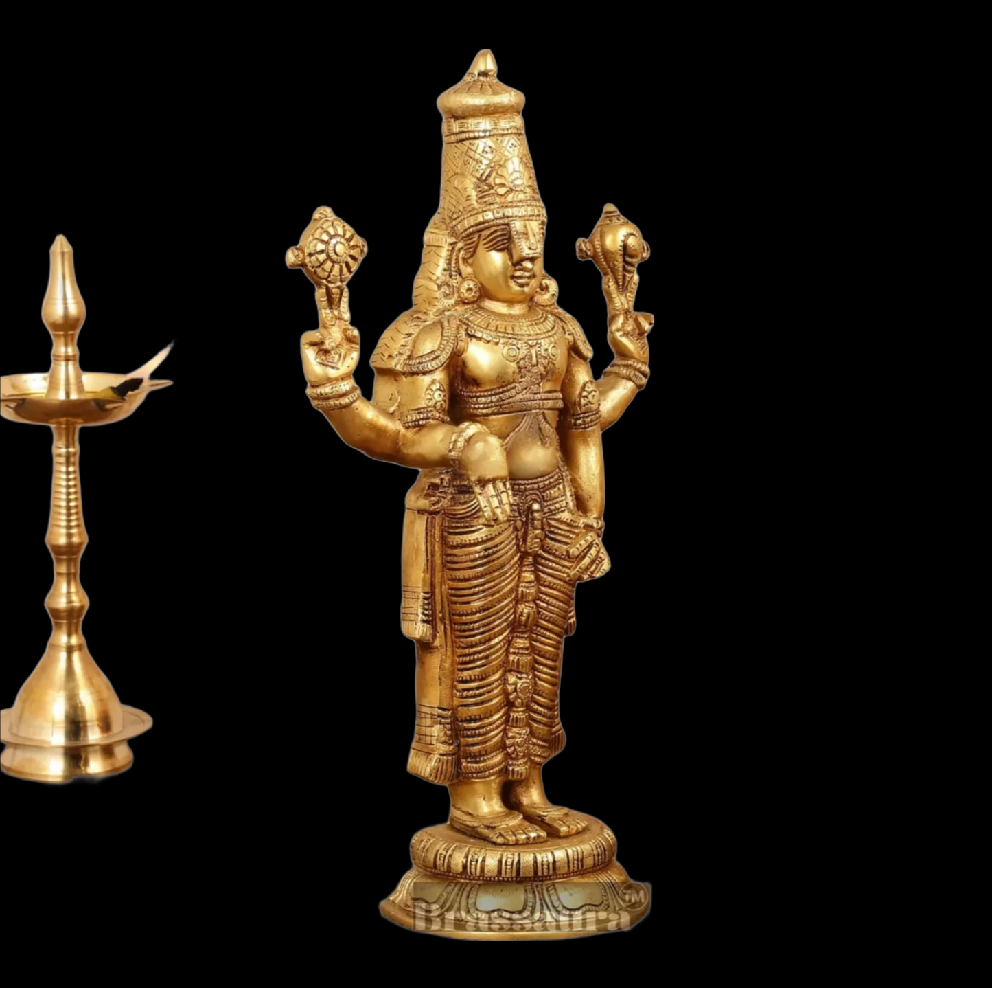 Brassaura™ Handcrafted Lord Venkateshwara Swamy Brass Idol – 18 Inches, 7 Kgs