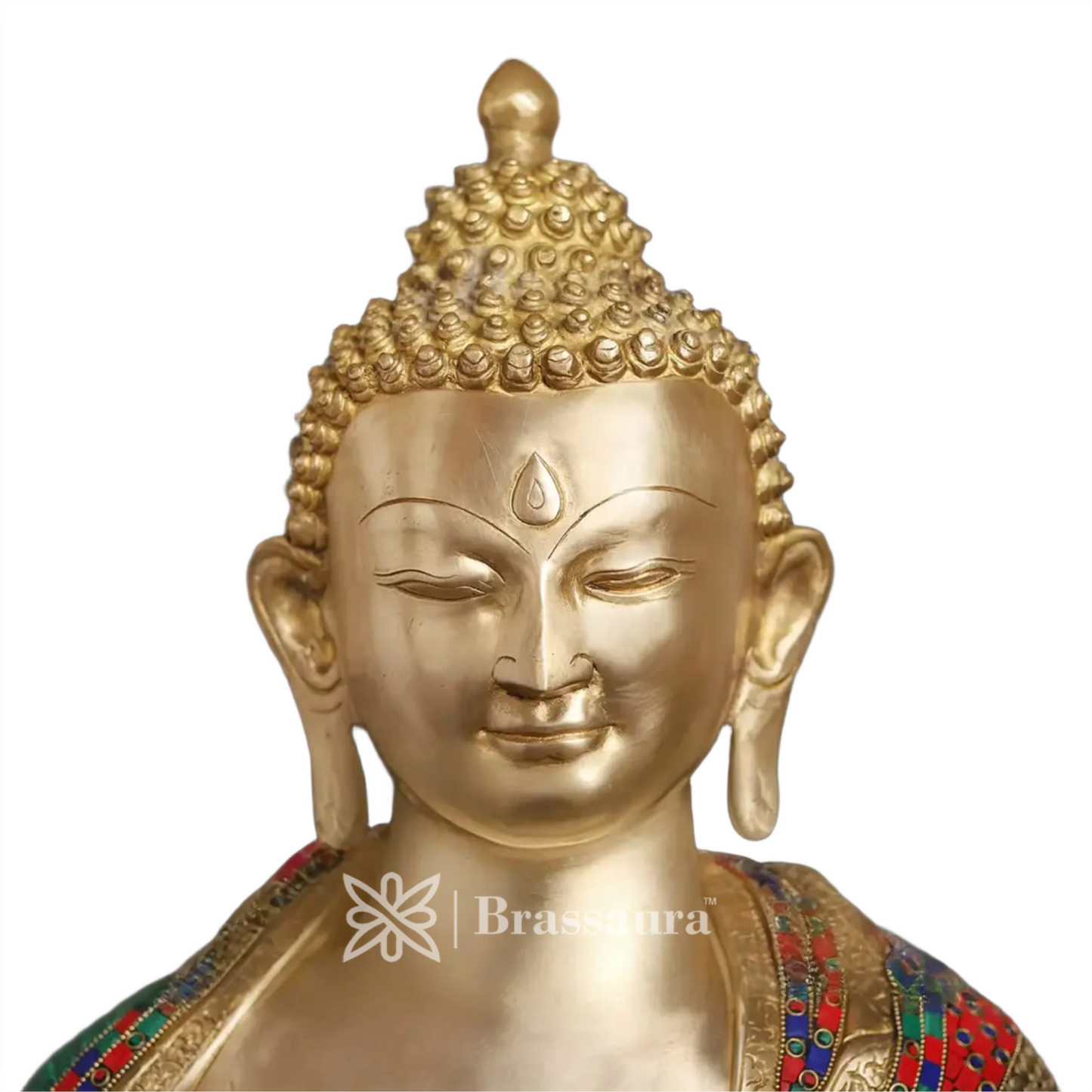 Brass Gem Stone Work Standing Buddha Weight 41.56 Kg Height 34 Inch