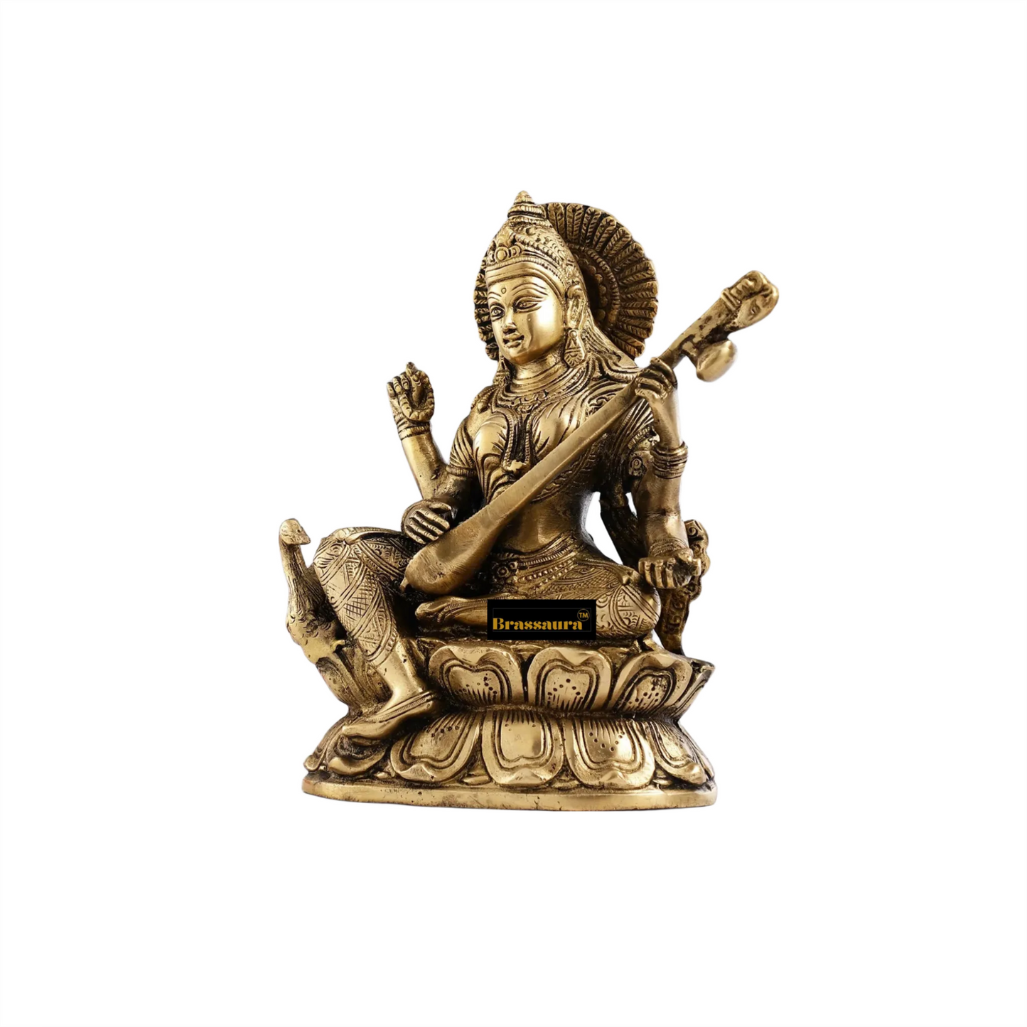 Brass Saraswati Idol for Home and Decor Height 9 Inches & Weight 3.5 Kgs